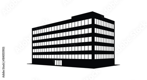 A stark black and white illustration of a modern building s exterior a bold silhouette