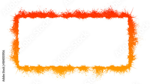 Gradient red orange paint splatter frame border isolated