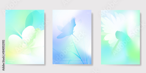 Abstract colorful gradient fruit card background set. Minimalist poster with lemon. Modern summer and spring wallpaper design for drink menu, promotion, beverages, ads.