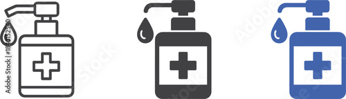 Hand Sanitizer Bottle Droplet Icons Three Styles dispenser pump