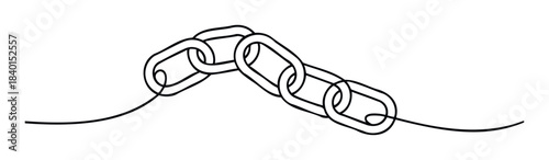 Abstract continuous line drawing of a broken chain symbolizing concepts of connection and separation for modern graphic usage