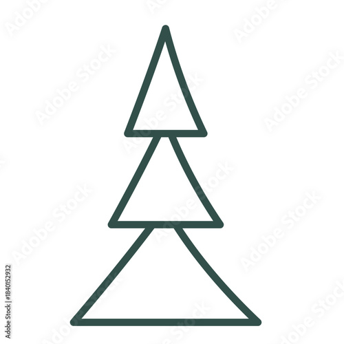 Christmas tree doodle. Hand drawn sketch. Vector illustration, flat design