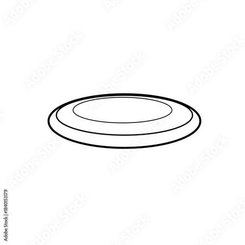 Minimal outline illustration of an ultimate frisbee disc in clean line art style, ideal for icons, sports graphics, and simplified product representations.
