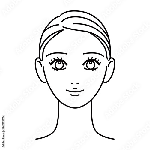 女性の顔　シンプルな線画イラスト　美容系
