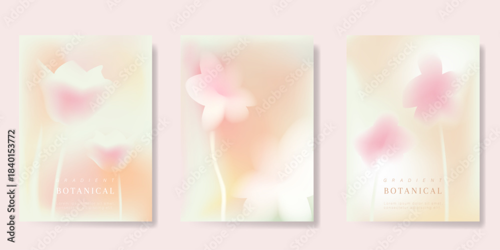 Naklejka premium Abstract colorful gradient fruit card background set. Minimalist poster with lemon. Modern summer and spring wallpaper design for drink menu, promotion, beverages, ads.