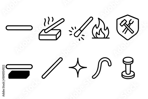 Cooking tools outline icon set. Kitchen, culinary, tool icons outline collection