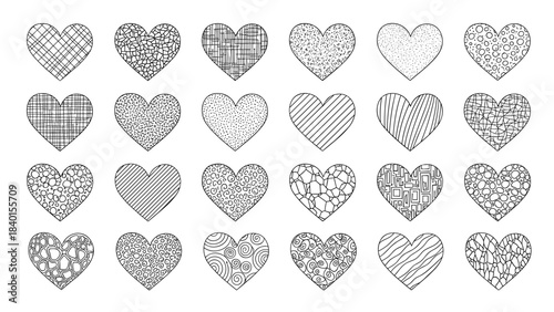 Line art hearts pattern