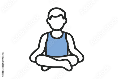 Outline icon of a person practicing meditation or yoga in a relaxed cross-legged posture