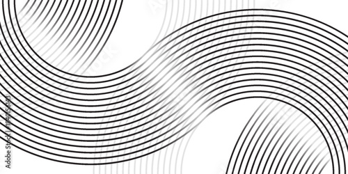 Abstract gold circle lines on dark background. Geometric stripe line art design. Vector illustration, eps10