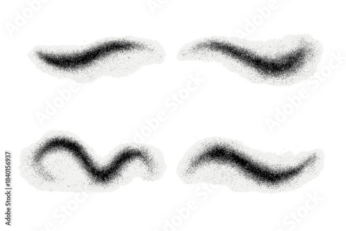 Abstract black spray paint stipple texture elements isolated on white background