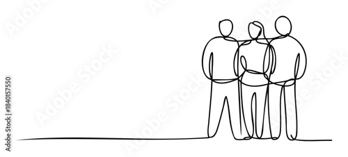 Three people standing together in unity and partnership, symbolizing teamwork and collaboration for business and community projects, easily adaptable for presentations and websites.