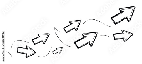 Sketchy arrows pointing forward and upward suggesting progress, growth, and strategic movement for business and project planning visuals