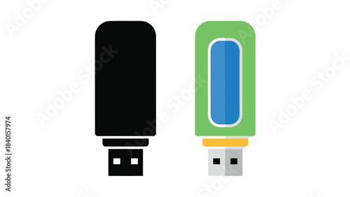 Two usb drives one black and one green displayed side by side