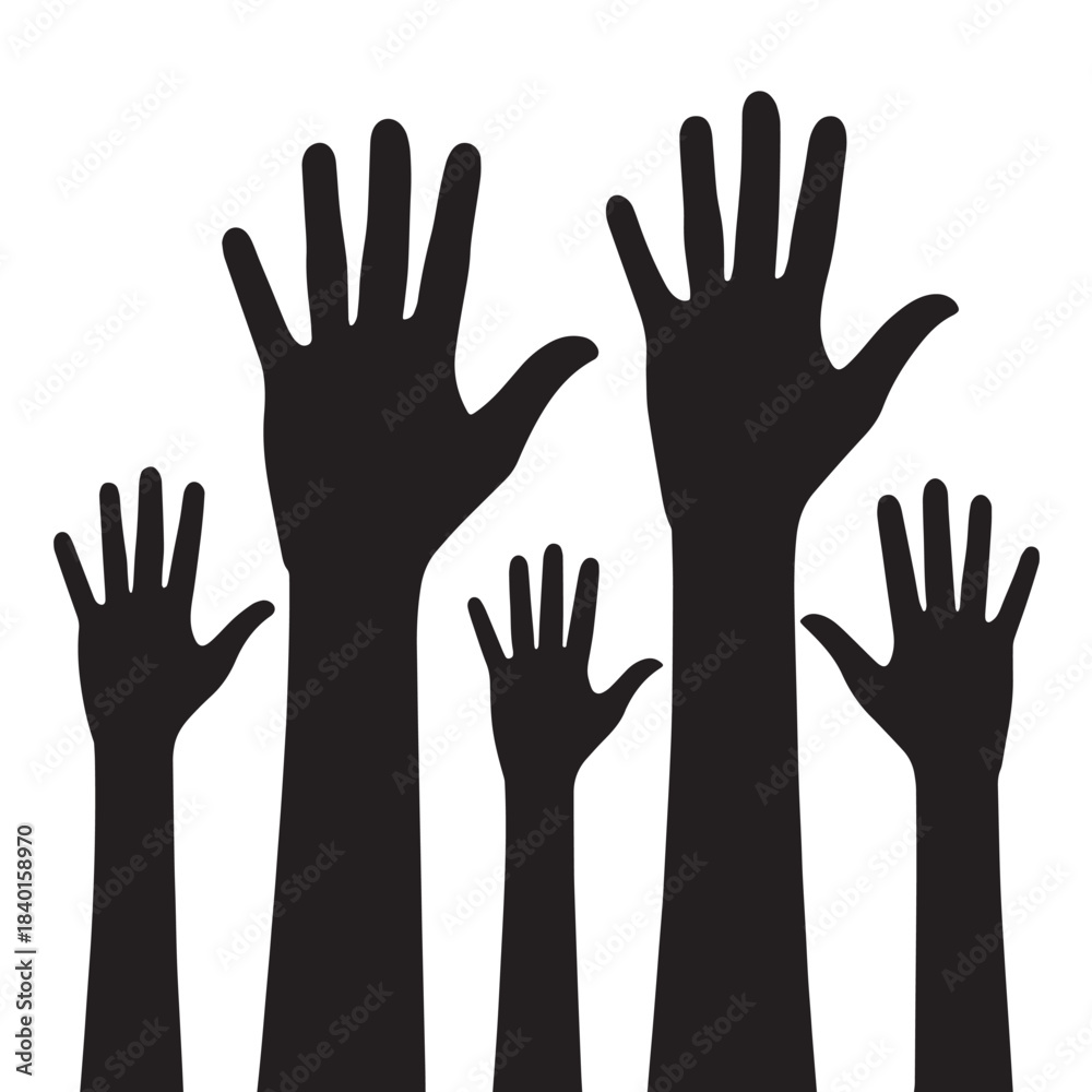 Obraz premium Black set of hands Silhouette Vector, High Quality Illustration on White Background