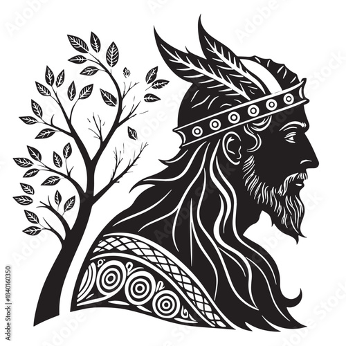 Black slavic mythology Silhouette Vector, High Quality Illustration on White Background