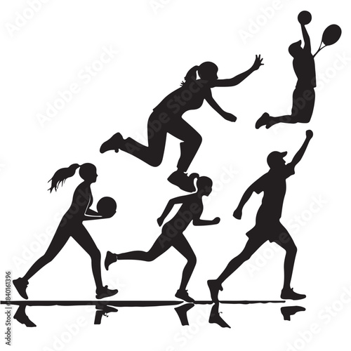 Black sports recreation Silhouette Vector, High Quality Illustration on White Background