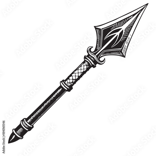 Black the spear of destiny Silhouette Vector, High Quality Illustration on White Background