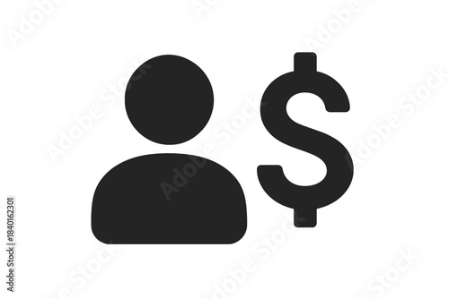 Minimalist black user profile and dollar sign symbol for pricing and financial management