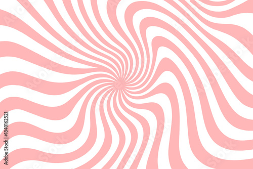 Abstract pink and white swirling radial stripes background with wavy distorted lines creating an optical illusion