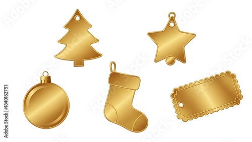 Golden Blank Price Tags and Gift Labels Collection – Christmas Shopping Vector Templates