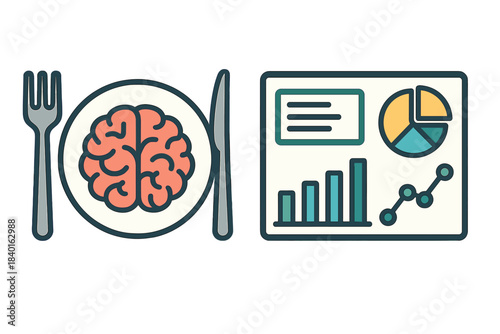 Brain food concept symbolizing mental consumption of data analysis and business intelligence