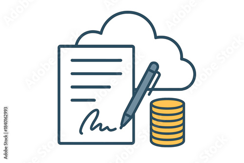 Cloud computing contract signing with digital payment and financial agreement