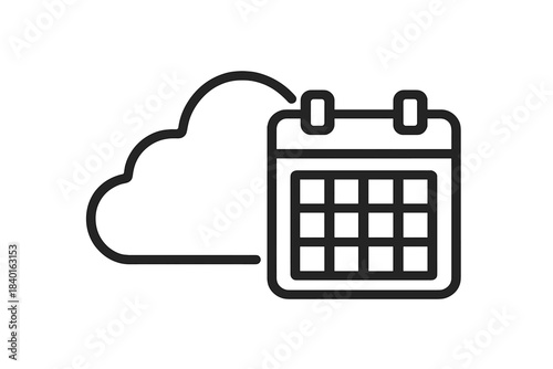 Cloud calendar synchronization icon for online data storage and time management services