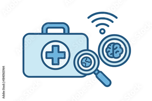 Telemedicine and digital healthcare system with brain analysis and first aid kit