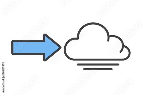 Cloud data transfer icon showing information flow into remote storage infrastructure
