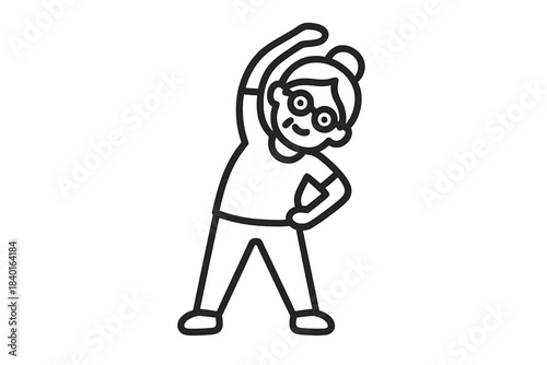 Senior woman performing side stretch exercise for fitness and healthy aging routine