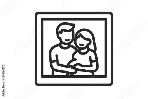 Framed portrait of a happy smiling couple expecting a baby, symbolizing the start of a new family life