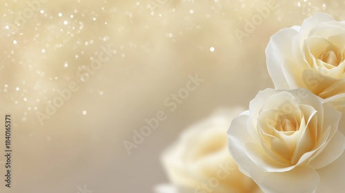 Soft Cream Roses with Sparkling Background for Elegant Floral Design and Wedding Decoration Inspiration, Romantic Aesthetic for Celebrations and Events