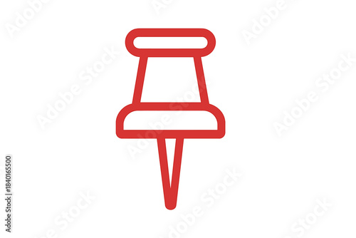 Simple red pushpin symbol used for pinning notes or documents on a bulletin board