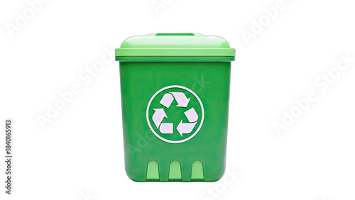 Green Recycling Bin Isolated on White Background