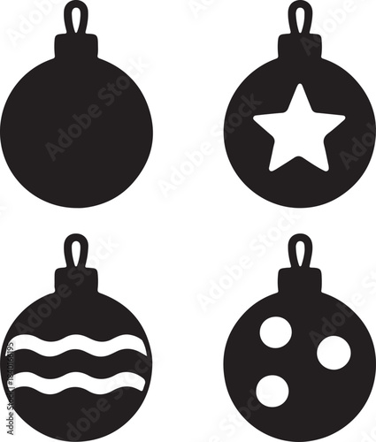 Christmas ball icons in flat design silhouette vector illustration
