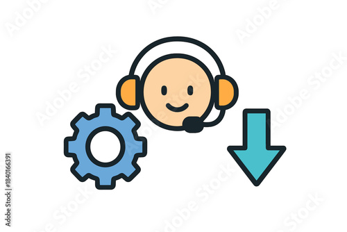 Customer service agent configuring technical support settings and download process