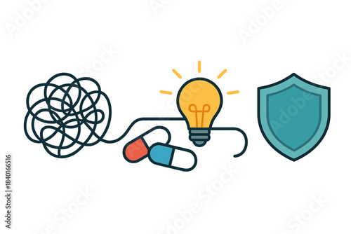 Path from tangled confusion through medical treatment leading to a protected state