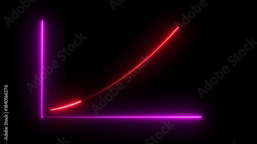 Arrow business graph icon animation. Neon glowing business growth chart animation.