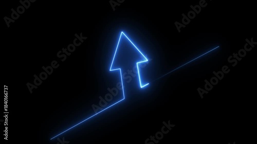 Arrow business graph icon animation. Neon glowing business growth chart animation.