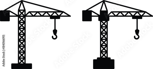 Construction crane icons a minimalist approach to industrial machinery representation