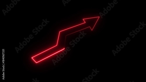 Arrow business graph icon animation. Neon glowing business growth chart animation.