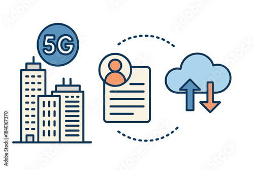 Digital connectivity showing wireless network data transfer and cloud storage management