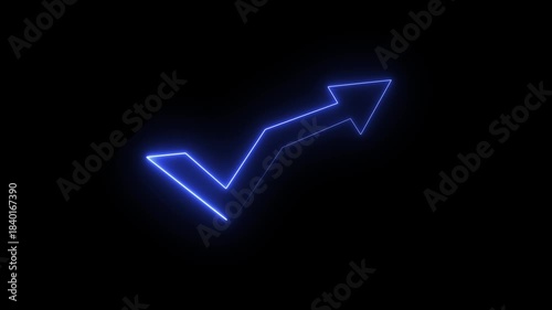 Arrow business graph icon animation. Neon glowing business growth chart animation.
