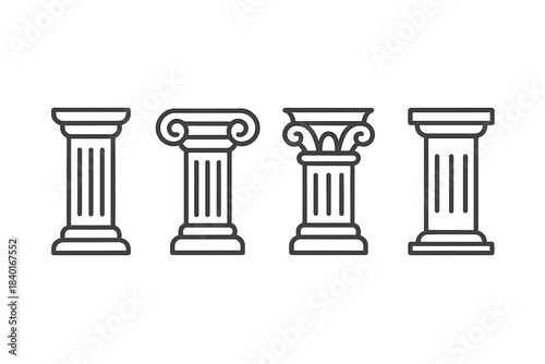 Collection of classical architectural columns representing different ancient Greek and Roman orders