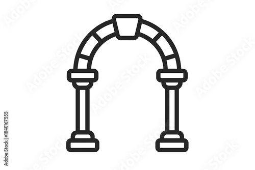 Minimalist outline of a decorative architectural archway with two columns