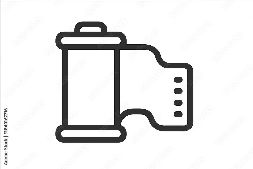Fototapeta premium Minimalist representation of a roll of photographic film and canister for camera and photography concepts