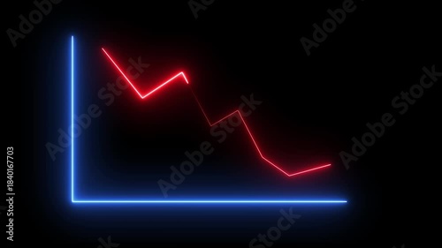 Arrow business graph icon animation. Neon glowing business growth chart animation.
