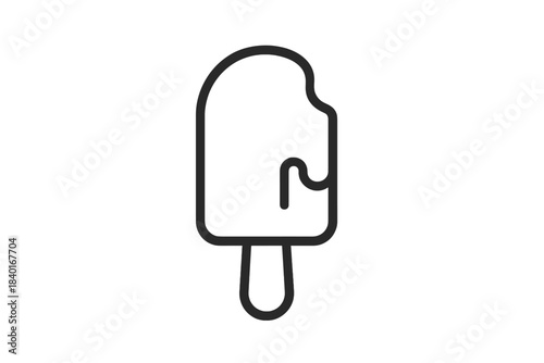 Simple black melting popsicle on a stick, sweet frozen dessert for summer refreshment