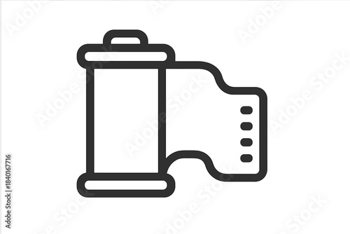 Minimalist representation of a roll of photographic film and canister for camera and photography concepts