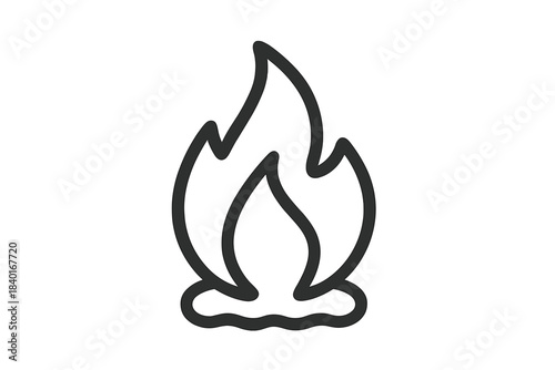 Minimalist outline of a burning flame or bonfire for heat and energy concepts